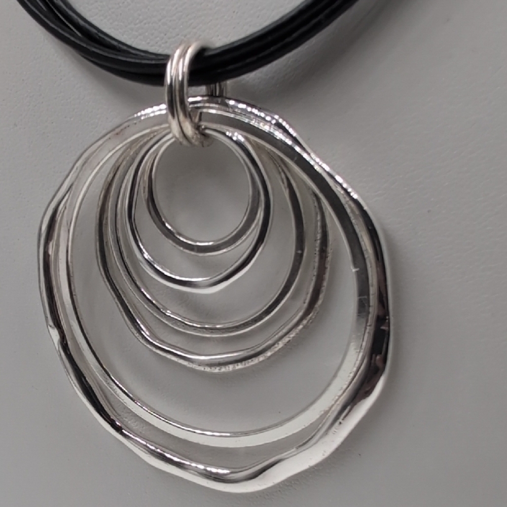 Anne Klein Silver and Black Geometric Necklace - Picture 6 of 6